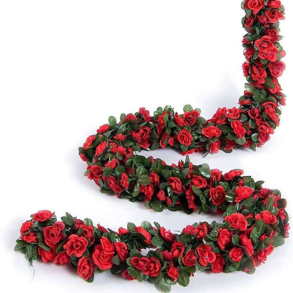 1pc 2m Rose Artificial Flower Hanging Garland for Wedding Home Decoration Spring Autumn Garden Arch Decor DIY Fake Flowers Vine Y260130