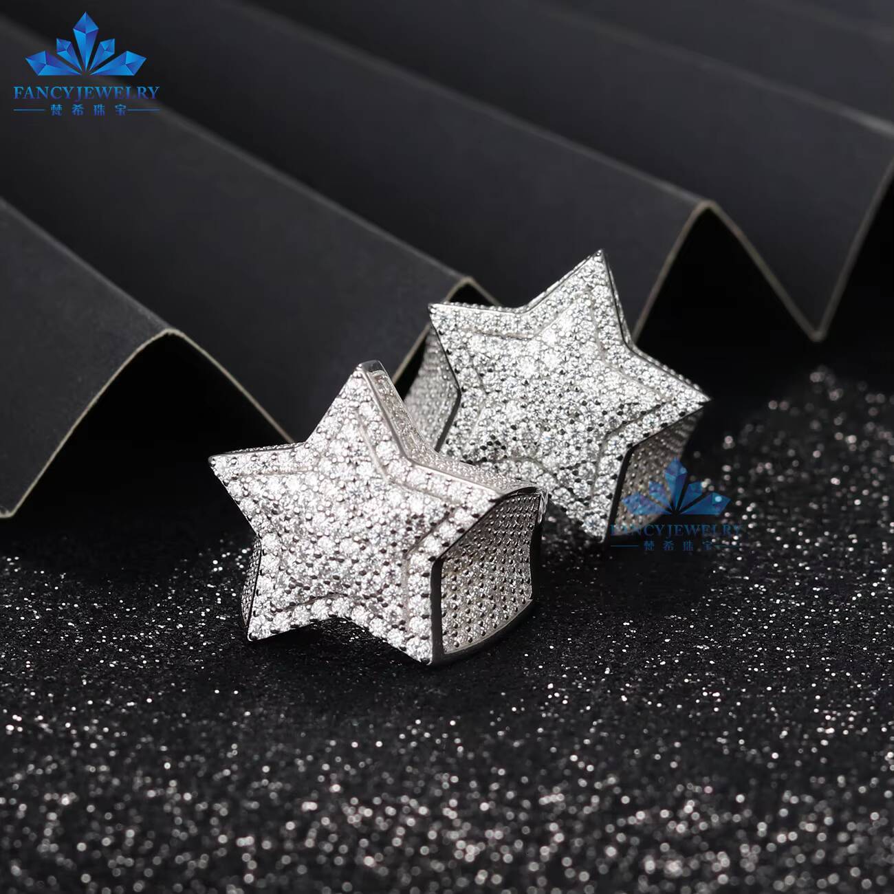 Cheap Price Unisex Moissanite Hip Hop Ring Durable 925 Silver Jewelry Ice Out Five Star Finger Ring for Daily Wear