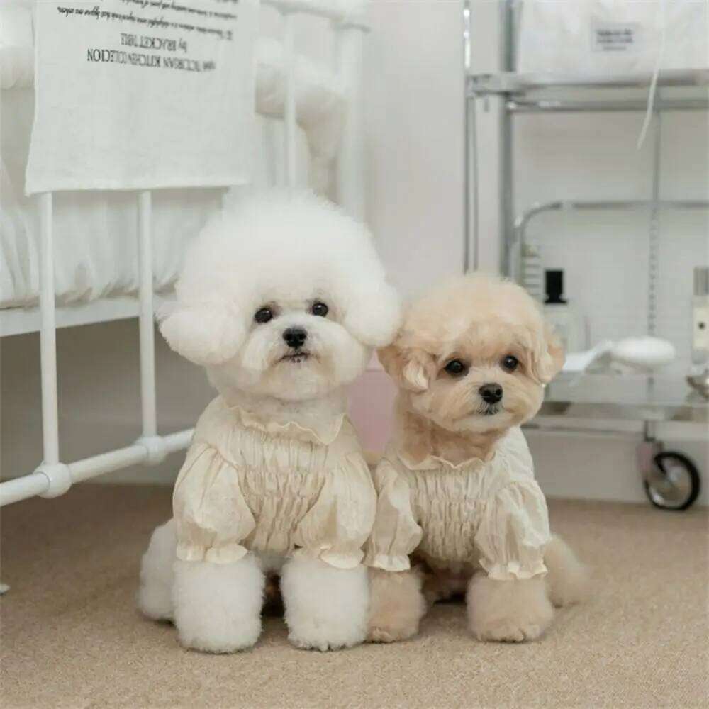 Retro Pet Strap Skirt Soft Breathable Cat Plaid Pleated Shirt Flying Sleeve Thin Design Dog Vest Dresses Four Season H260129