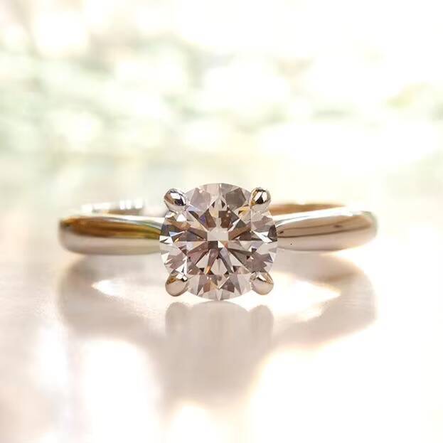 Stock Diamond Jewelry MSR-257 Engagement Ring 18k White Gold Solitaire Diamond Ring Round Cut Lab Grown Diamond Ring