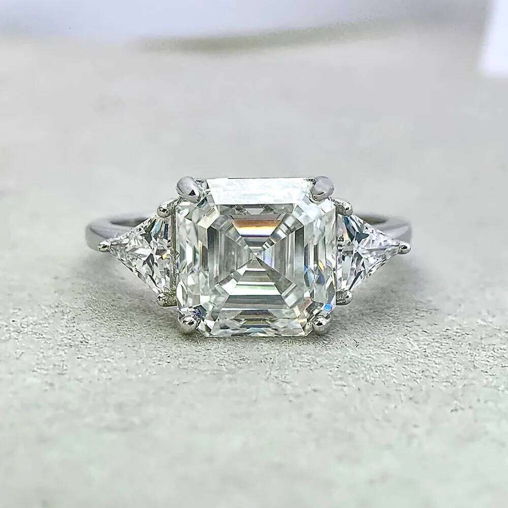 5CT D Color 10x10mm Square Asscher Cut Moissanite Ring in S925 Silver for Women | Luxury Banquet Jewelry XJ260130