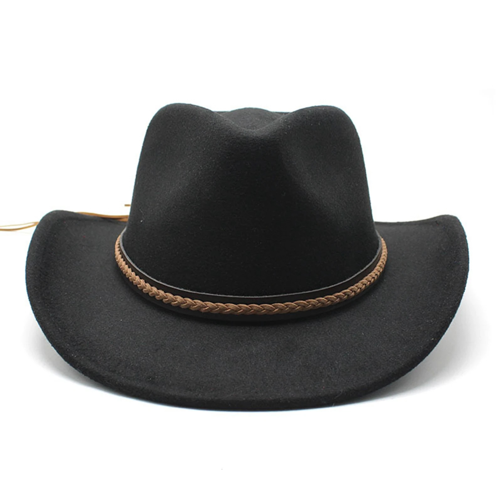 Cowgirl Hats for Women Men Retro Classic Cowgirl Hats Wide Brim Felt Hats with Decorative Band 260120