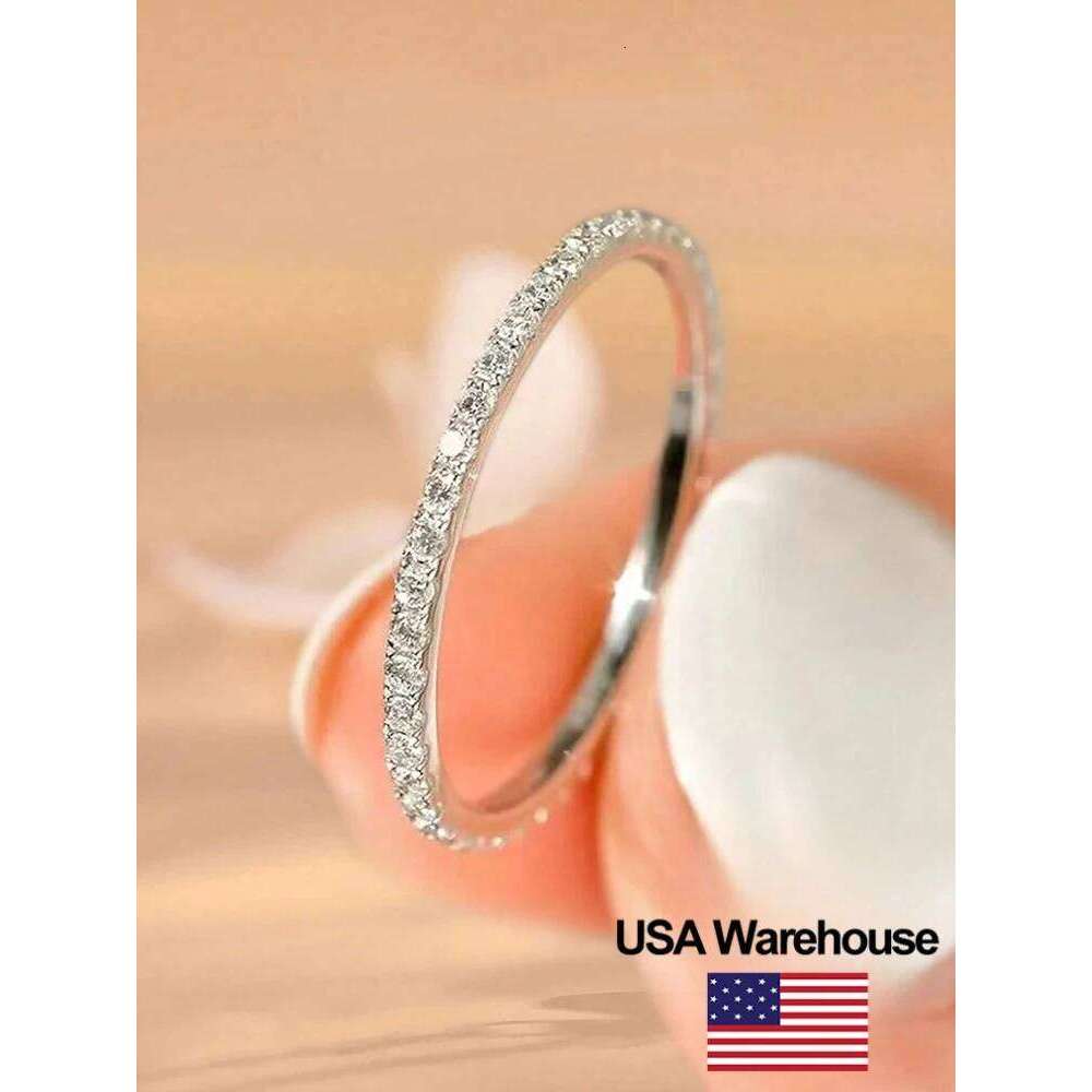 925 Sterling Silver 1.4mm Fashion Simplicity Full Zircon Stackable Plain Ring For Women Daily Party Personalized Fine Jewelry XJ260130