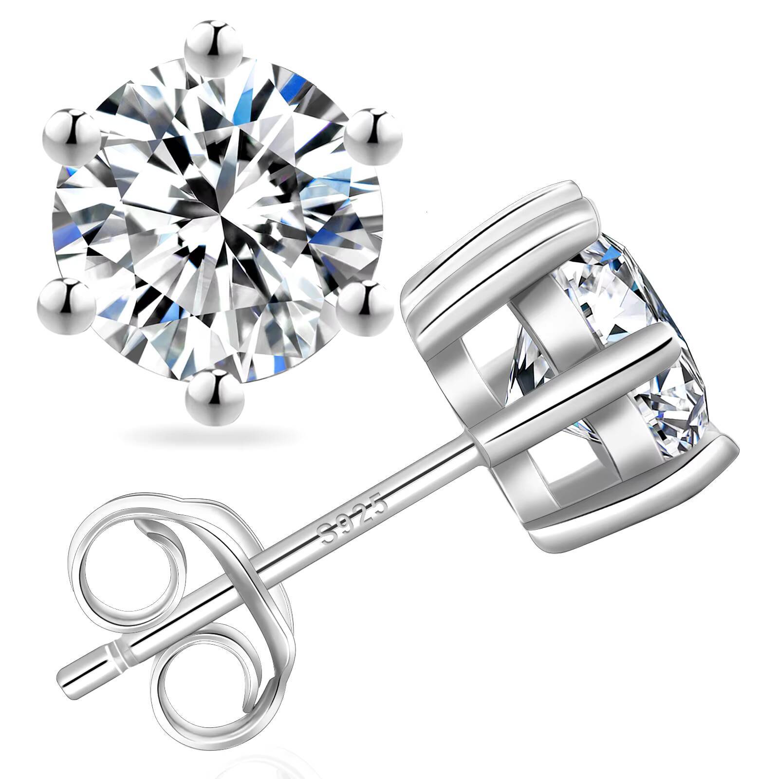 Mothers Day Gift VVS Moissanite Stud Women Jewelry S925 Sterling Silver 14K Gold Plated GRA 1ct 2ct Moissanite Diamond Earring