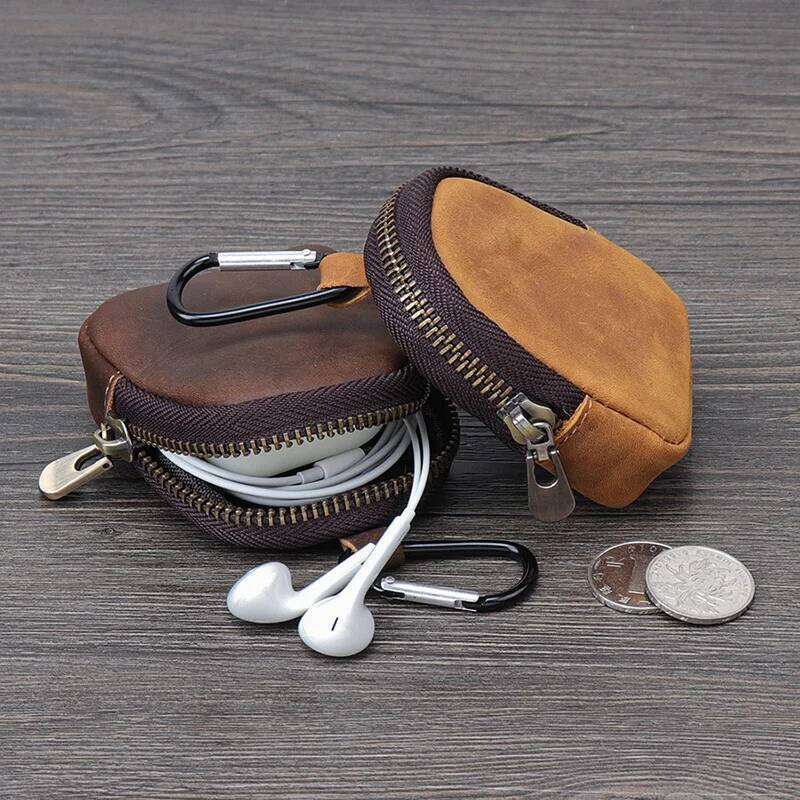 WERLLANDS PU Leather Carabiner Multi-Color Retro Mini Coin Purse Keychain Wallet Z260130