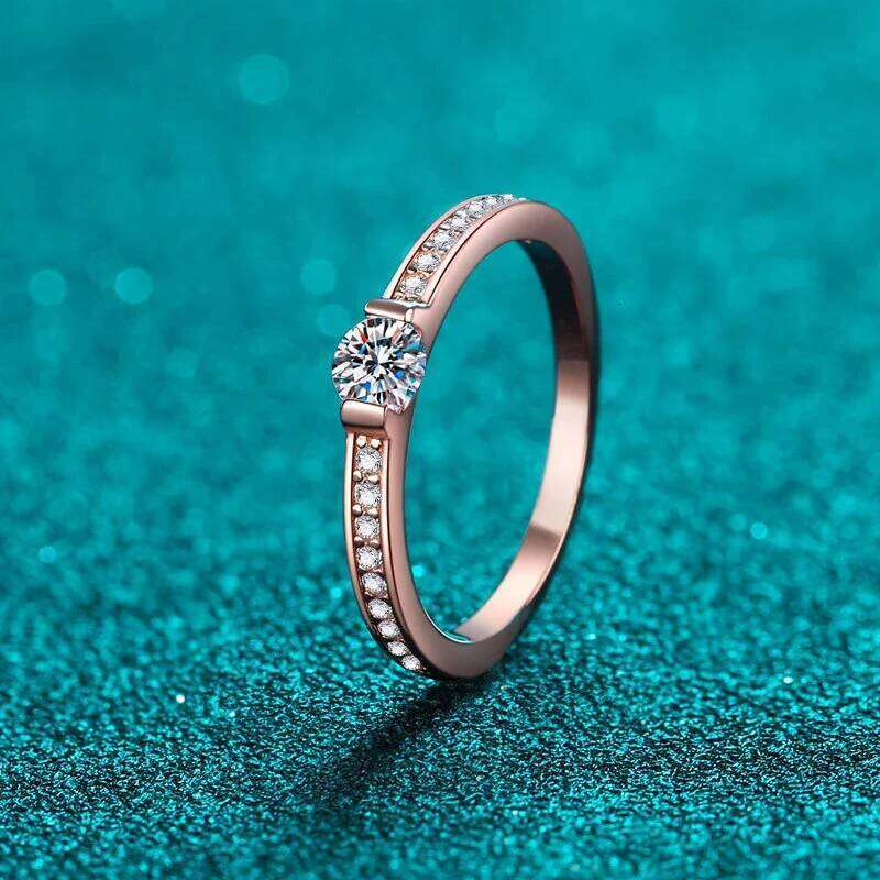 NeeTim 0.3ct D Color Moissanite Eternity Band Ring 925 Sterling Silver with Rose Gold Plated Wedding Rings For Women Jewelry XJ260130