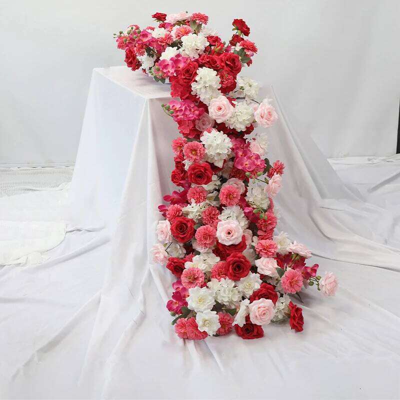Luxury 200CM Artificial Flower Row Table Centerpiece Wedding Rose Peony Mix Flowers Backdrop Wall Arches Deco Party Stage Floral Y260130