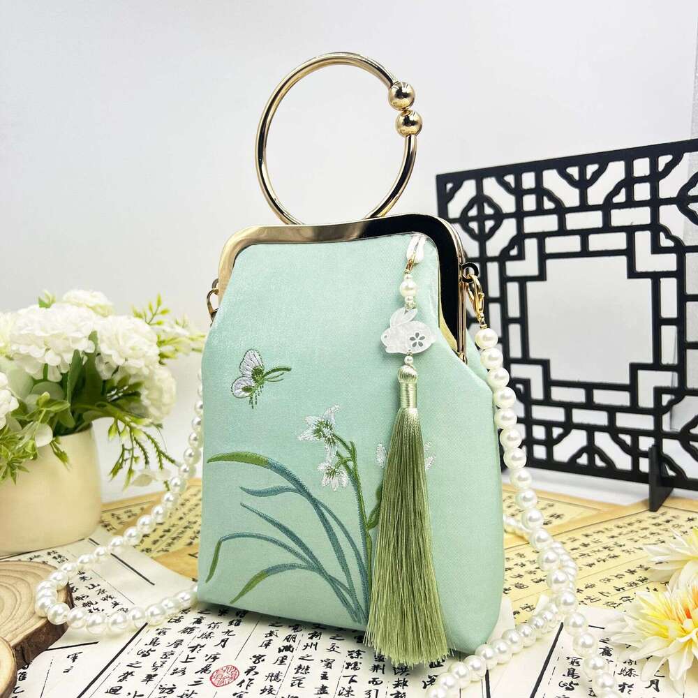 Embroidered Fairy Pearl Crossbody Clutch Phone Bag Ancient Chinese Style Mamian Skirt Handbag MASA