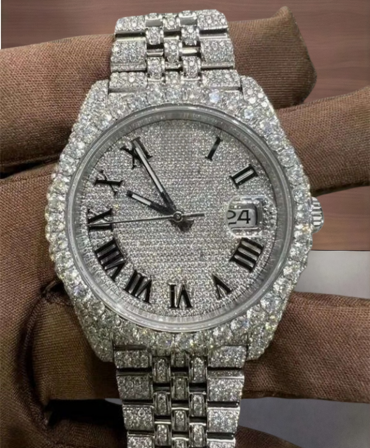 mossinate watch mens and womens fashion trend Premium Quality Antique Fully Iced Out moisanite watch Clarity Diamond Watch for Men with iced out watch moissanite