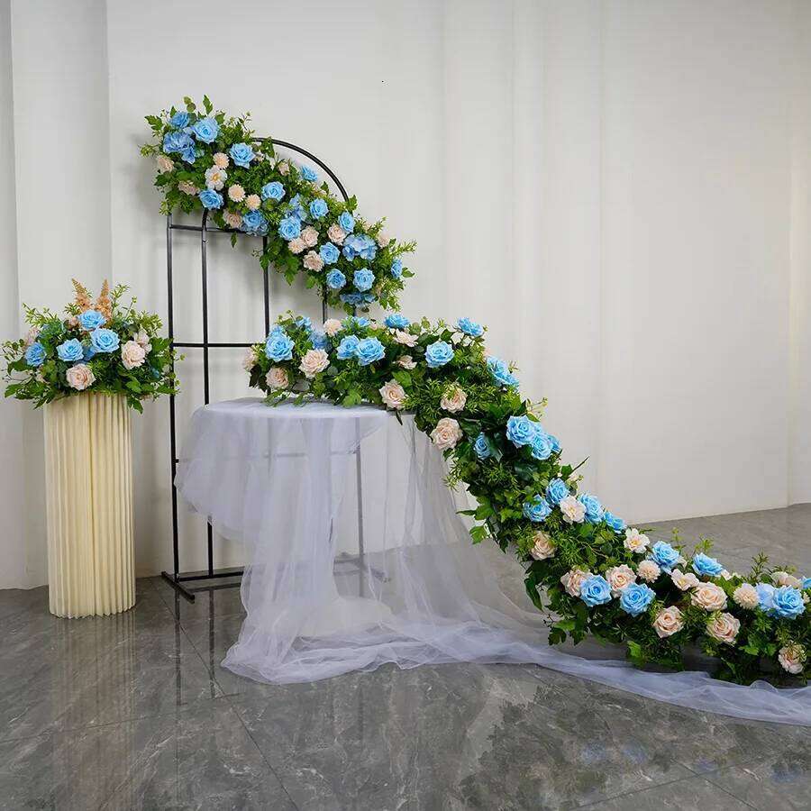 Luxury Pink Long Runner Artificial Row For Wedding Decor Road Leading Flower Ball Floral Backdrop Arrangement Y260130