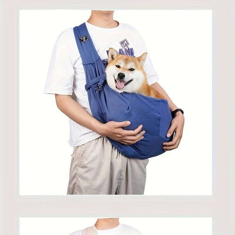 Foldable Dog Sling Carrier, Hands-Free. Large Capacity,Adjustable Strap.Comfort & Convenience for Travel.Orange/Gray/Brown/Blue. 26H0130