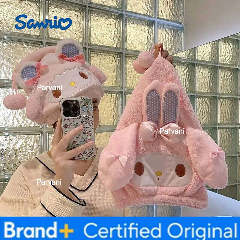 Sanrio Japanese Anime Cartoon Kawaii My Melody DryingTowel Cap Bath Turban Super Absorbent Quick Dry Head Wrap for Girls Home Use H260130