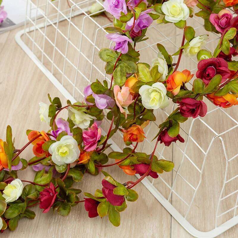 2PCS Simulated Rose, Vine, Artificial Flower, Outdoor Park Decoration, Silk Flower Home Vinha Decoration Y260130