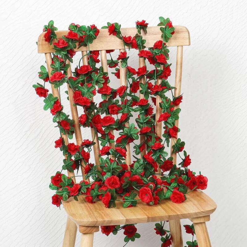 5pcs 98in Artificial Flower Garland, Fake Red Roses Vines Silk Flowers for Wedding Arch Bedroom Home Wall Backdrop Room Decor Y260130