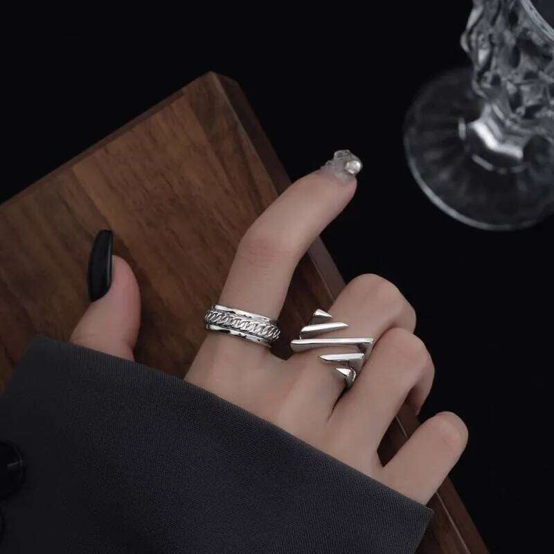 925 Silver Open Finger Ring Punk Lines Geometric Openwork Simple Stackable For Women Girl Jewelry Gift Dropship Wholesale XJ260130