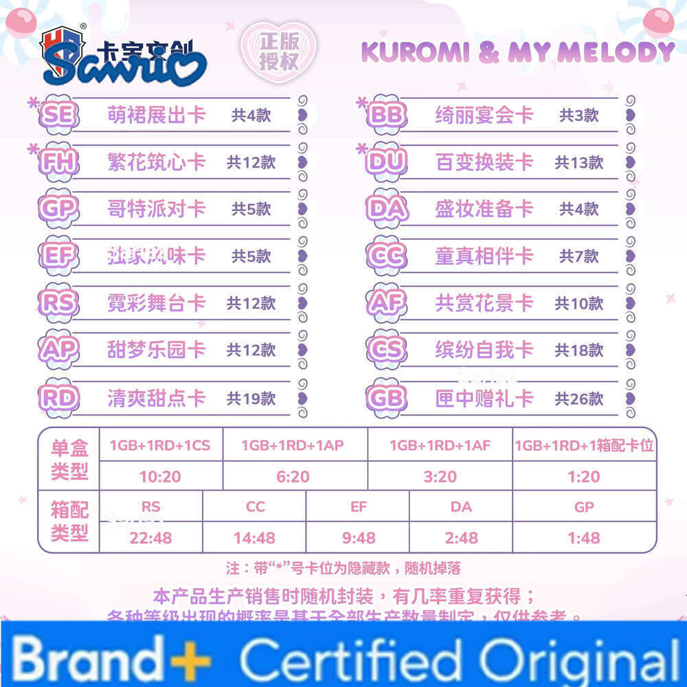 Sanrio KB Official New Family Time Capsule Pack Collectible My Melody Kuromi Cards Anime Merchandise Holiday Gift H2601301