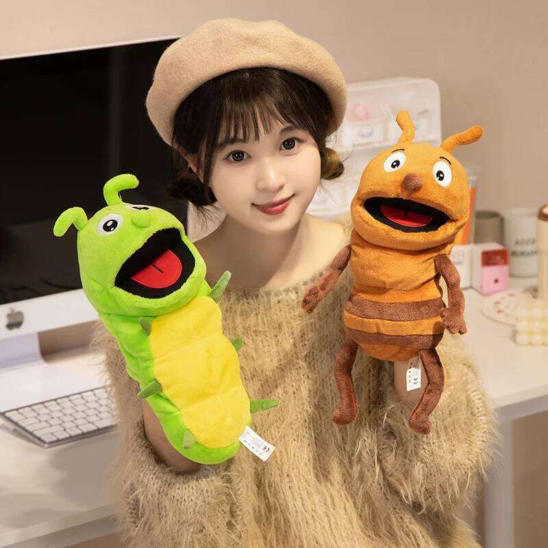 30cm Kid Plush Insects Animal Caterpillar Ladybug Hand Puppets Doll Family Storytelling Role-playing Finger Toy Y260128