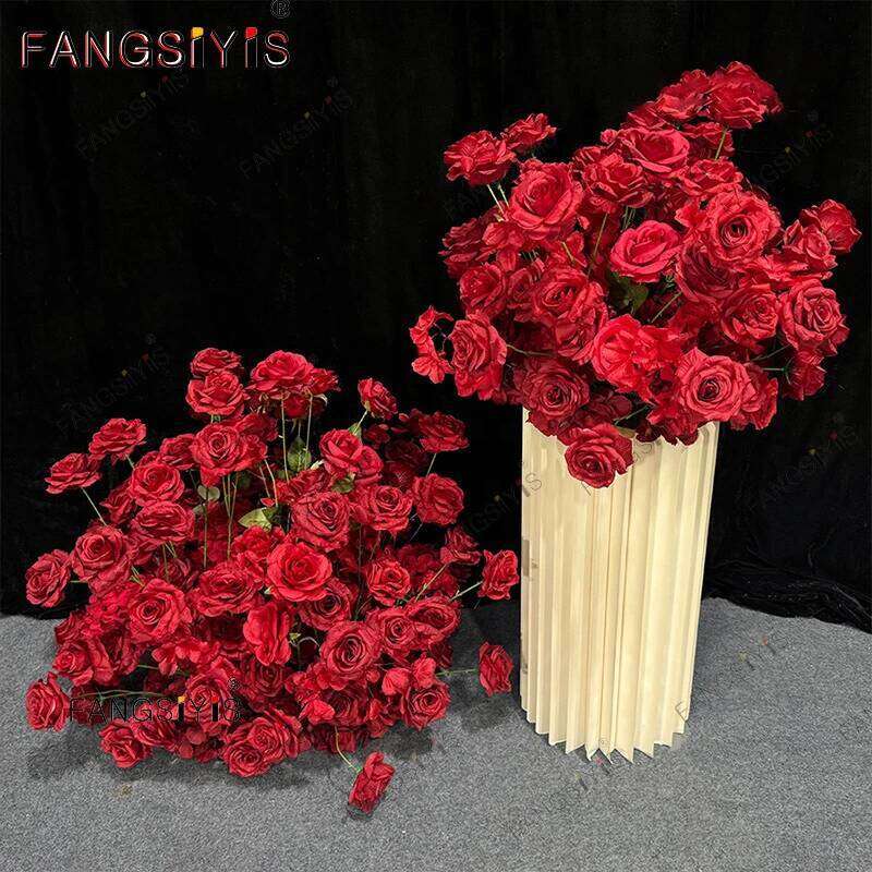 Romantic Artificial Flower Red Rose Wedding Table Centerpiece Ball Event Party Stage Road Lead Floral Window Display Y260130