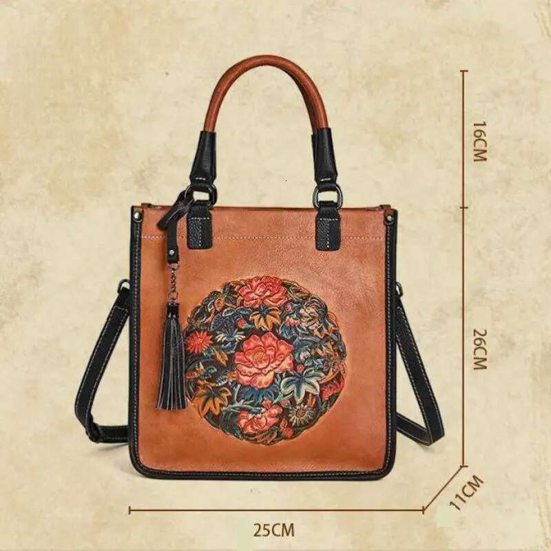 Johnature Chinese Style Retro Embossed Women Bag Genuine Leather New Versatile Real Cowhide Large Capacity Shoulder Bags KABAHEBINGJUE