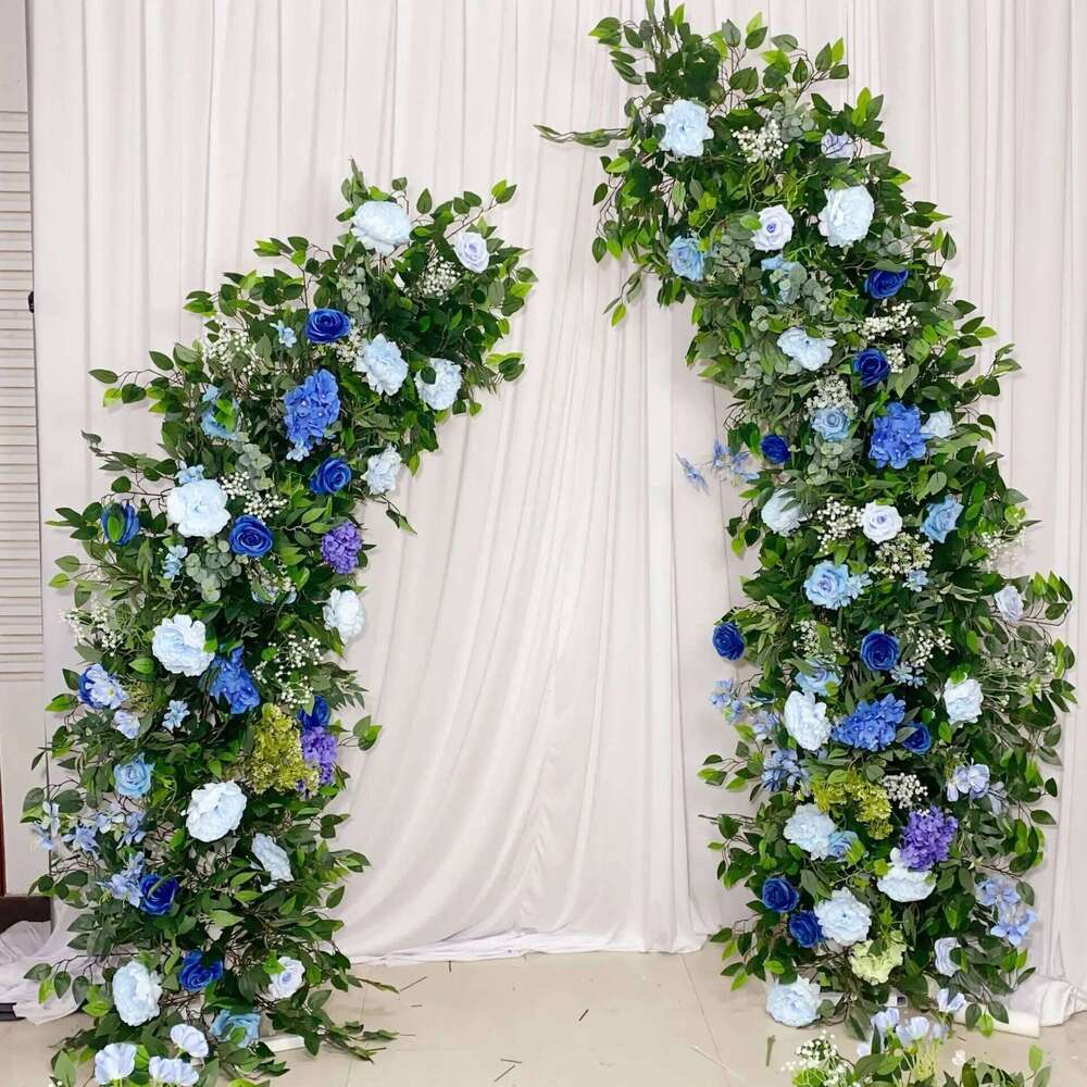 Multiple sizes ox horn LuxuryArch Artificial Flower Arrangement, Moon Shape, Wedding Background Props, Party stage Display Decor Y260130