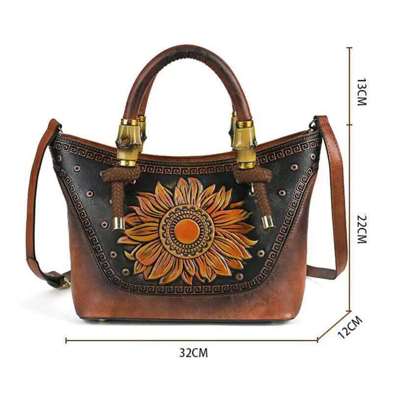 MOTAORA Bamboo Handle Tote Bag For Women Large Capacity Embossed Leather Crossbody Purse Vintage Handbag With Adjustable Strap KABAHEBINGJUE