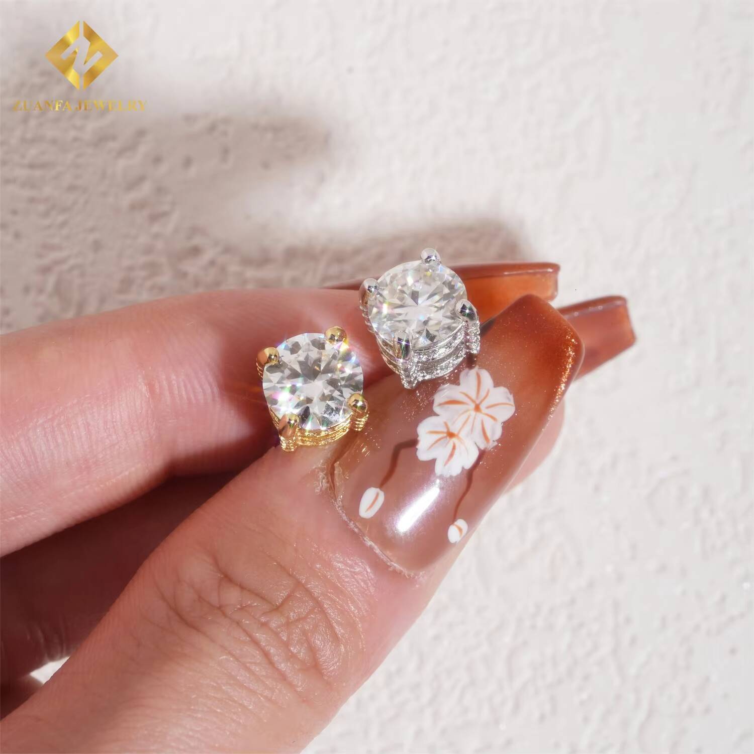 5mm 65mm 8mm Moissanite Diamond Iced Out Ear Stud 925 Silver Hip Hop Fine Jewelry Round Screw Back Men Women Stud Earrings