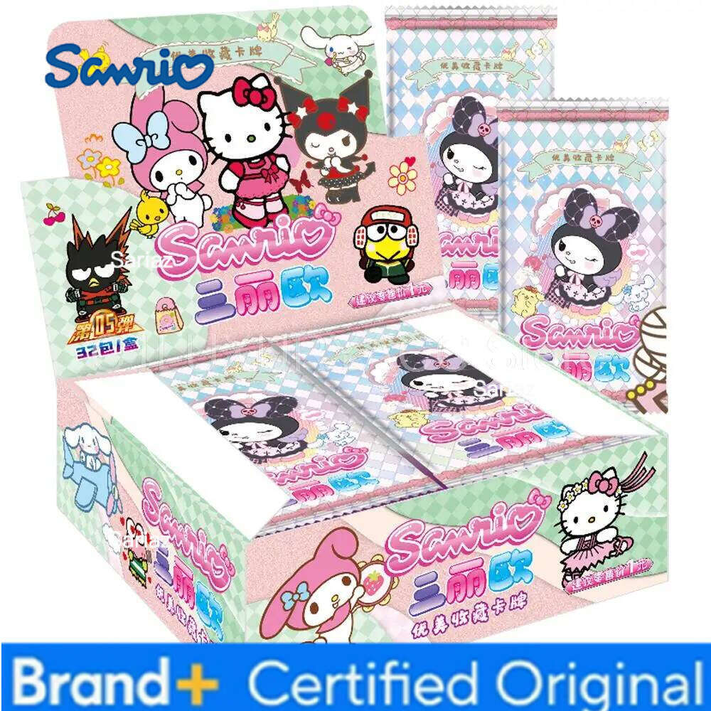 Sanrio Newest Kuromi Hello Kitty Shining Cartoon My Melody Cinnamoroll Trading Card Children Table Toys Christmas Gifts H260130
