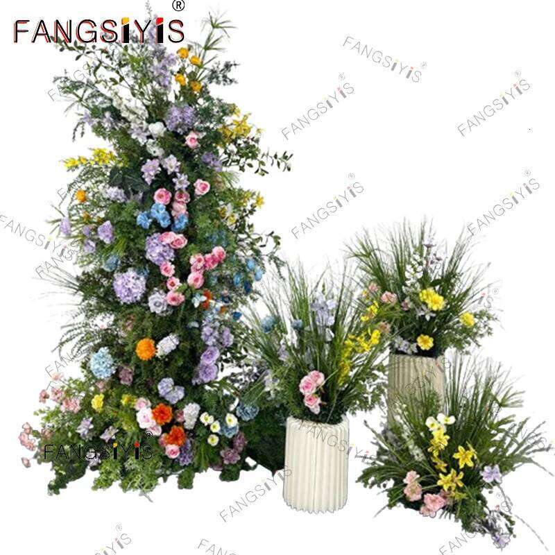 Colorful Rose Greenery Plant leaves Artificial Flower Arrangements For Wedding Backdrop KT Board Decor Table Event Flowers Y260130