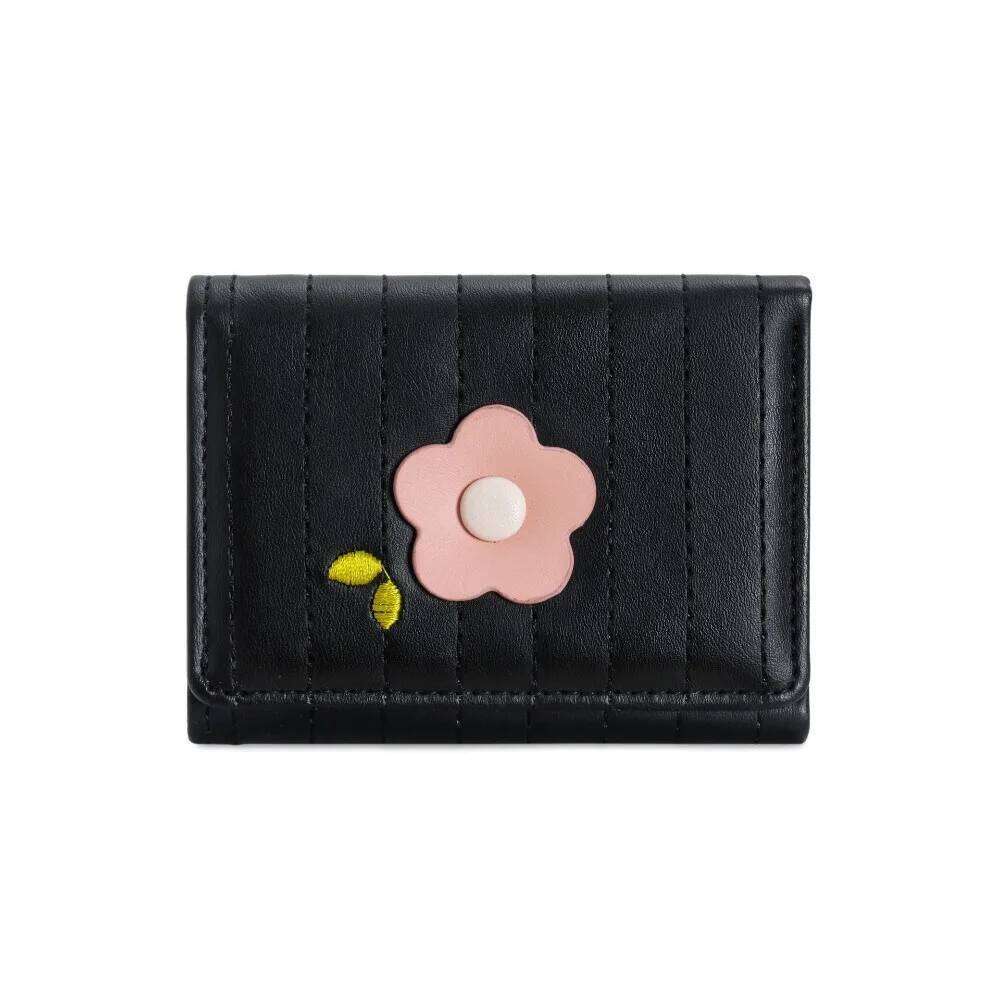 Korean Style PU Leather Short Wallet Flower Fresh Candy Color Coin Purse Card Bag Ladies Z260130