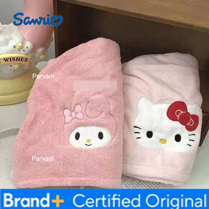 Sanrio Dry Hair Anime Cinnamonroll Melody Bath Hat Cartoon Kawaii Superabsorbent Home Bathroom Towel Girls Cute Gifts H260130