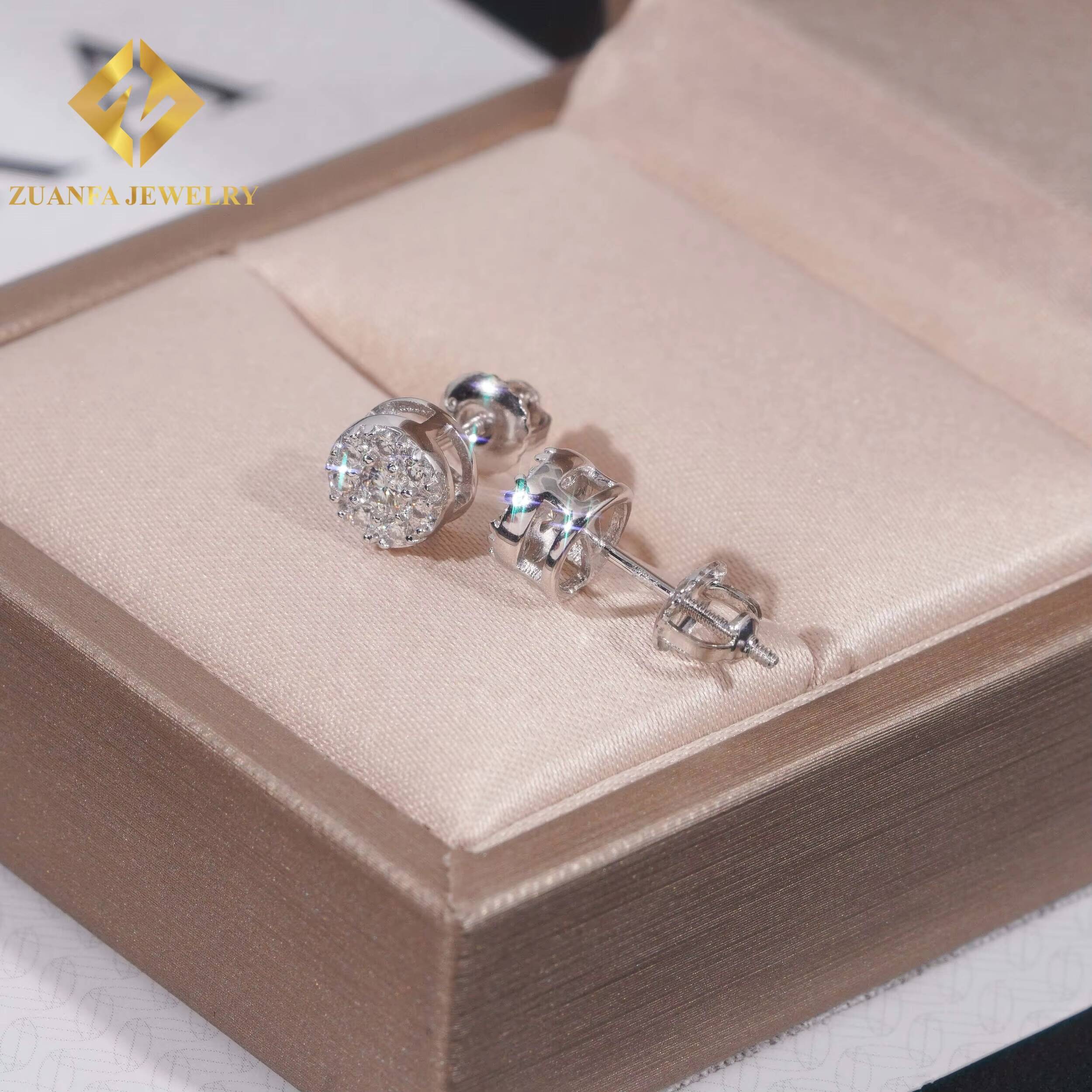 VVS Moissanite 925 Silver Stud Earring Fashion Hip Hop Diamond Jewelry 68 mm Round Shape Earring Unisex