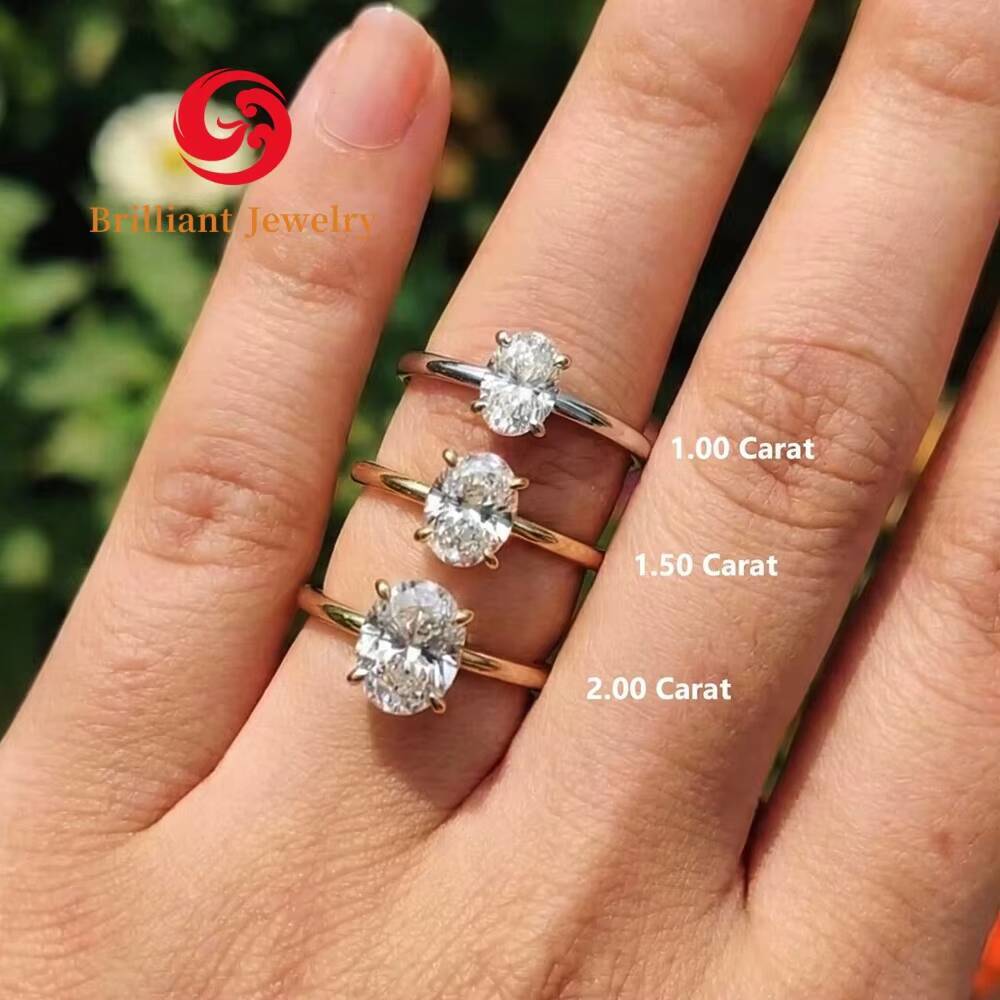 Customizable Solitaire Ring Oval Cut 2carat 14K 18K IGI Certified CVD HPHT Lab Grown Diamond Ring for Engagement Wedding