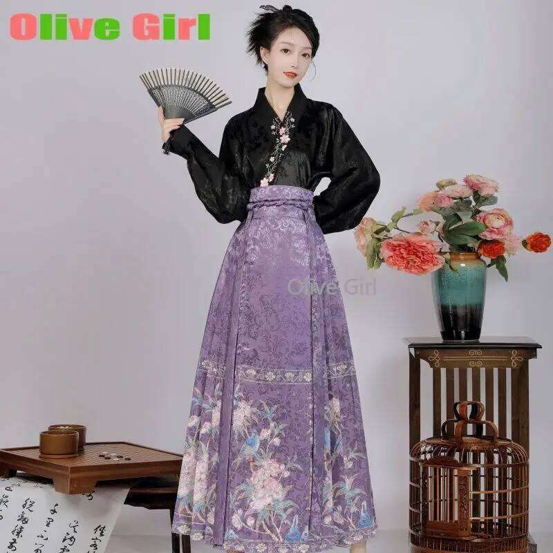 Original Hanfu Horse-Face High End Jacquard Woven Fabric Women's Clothing Traditional Horse Face Skirt Spring Autumn