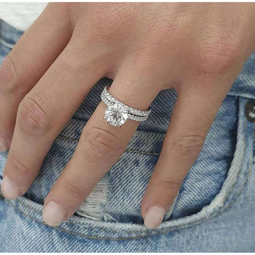 Hot Selling Silver Plated Rings set For Women Geometric Punk Cubic Zirconia Jewelry Wedding Engagement Ring Wholesale Size 5-11 XJ260130