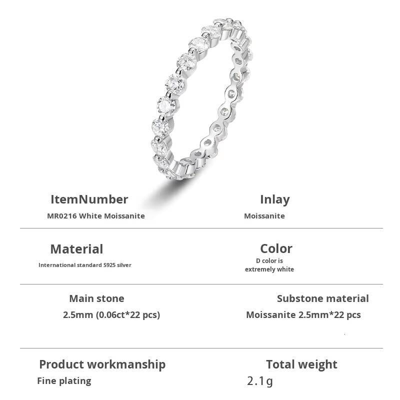 Factory Wholesale Luxury Bling Moissanite Diamond Women Eternity Ring for Engagement Wedding Sterling Silver Ring
