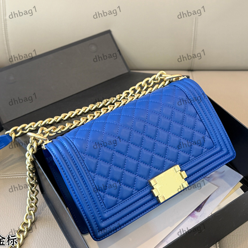 Fashion ladys shoulder bag boy flip cover genuine leather, checkered pattern gold metal adjustable matelasse chain luxury handbag crossbody makeup sacoche 17/20CM