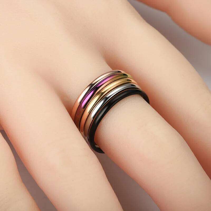 Maxmoon 2020 2mm Thin Rose Gold Anti-Allergy Smooth Simple Titanium Steel Wedding Rings for Women Valentine's Day Present XJ260130