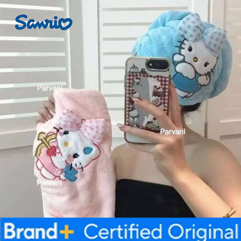 Sanrio HelloKitty Hat Super Absorbent Soft Bathroom Women Head Towels Girls Cute Towel Hair Dry Wrap Bonnets H260130