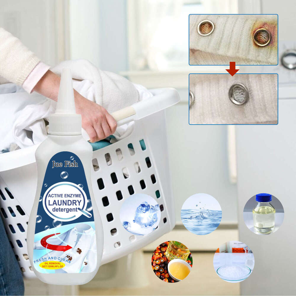 Jue Fish Active Enzyme Fabric Stain Remover Cleaner for Clothes Removes Oil Dirt, Sweat Pen Stains, Drink Stains S260130