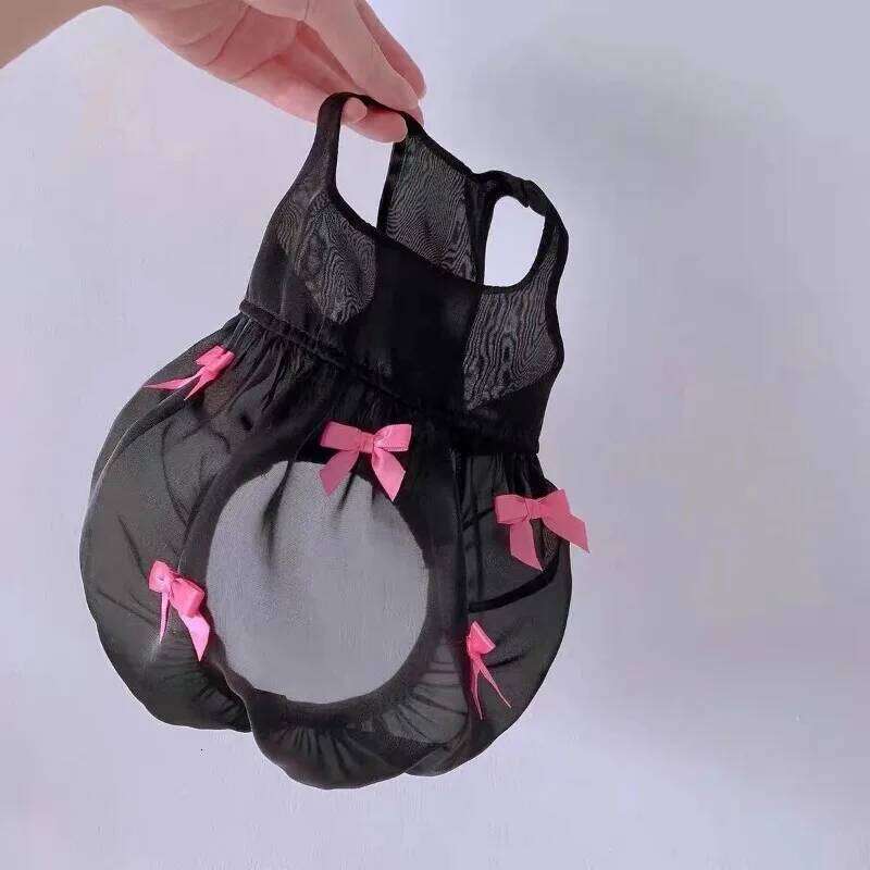 Pet Dresses Princess Wind Flowing Light Gauze Summer Bow Strap Skirt Sling Dress Breathable Thin TeddyPet Dog Clothes H260130