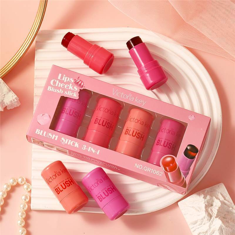 Long Lasting Jelly Blush Stick 4 Colors Multi Function Matte Lip Balm Brighten Eyeshadow 3 in 1 Lip Gloss Makeup 251111