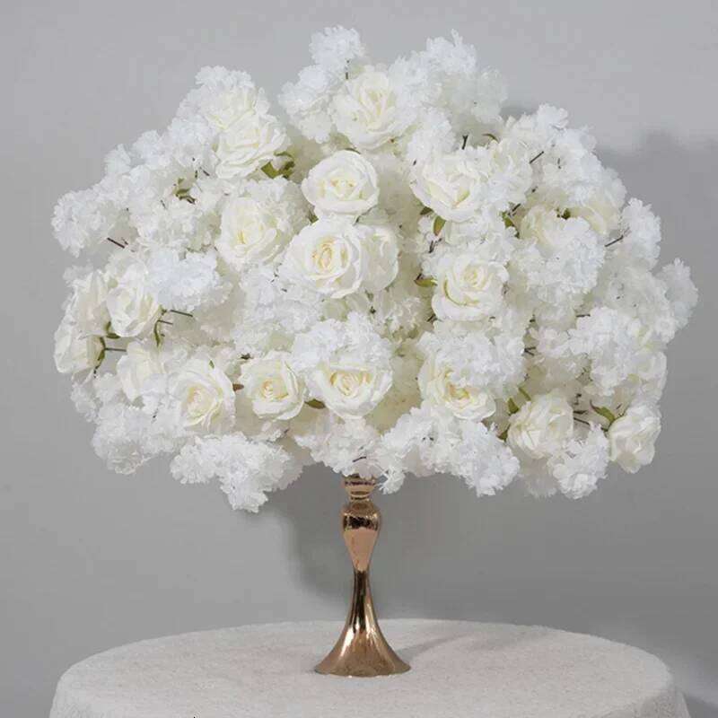 Luxury Artificial White Rose hydrangea Ball Wedding Table Centerpieces Flower Decor Floral Arrangement Event Props W260130