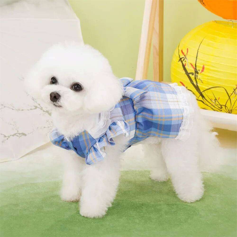 Plaid Dress Puppy Summer Clothes Dog Skirt for Small Medium Dogs Apparel Pet Product Supplies H260129