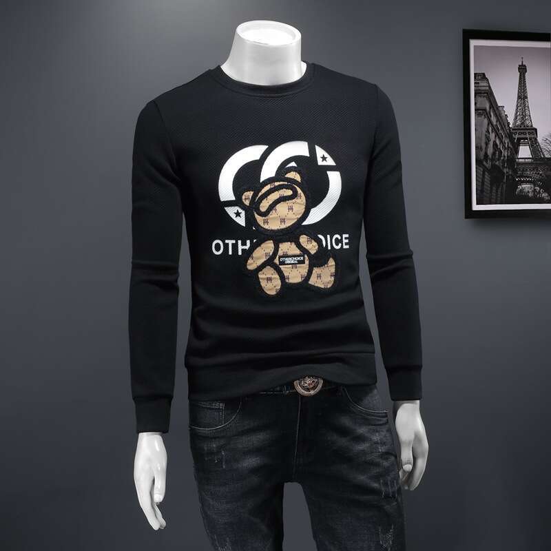 25 Autumn Winter New Casual Fashion Round Neck Pullover Embroidered Base Shirt Youth Men's Sweatshirt