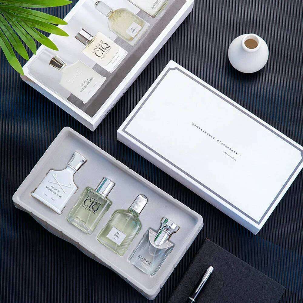Men Perfume Gift Box 100ml Four Piece Set Lasting Fragrance Body Spray Plant Floral Scent Pheromone Cologne Perfumes Men's Gifts H260130