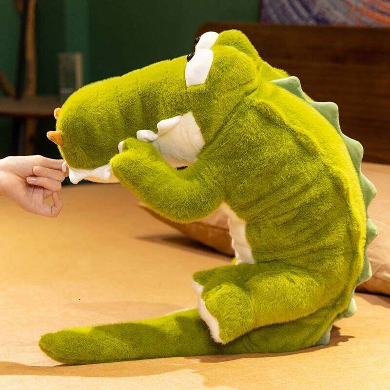 74cm/29.13in Soft Cute Big Eye Lying Alligator Plush Toy Stress Relief Sleep Sofa Cushion Kids Birthday Home Decor Gift Y260128