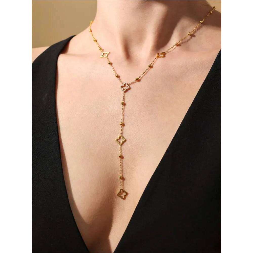 Multi Models Long Tassel Necklaces In Stainless Steel With 18k Gold Plated Waterproof Non Tarnish Chains Necklace For Women