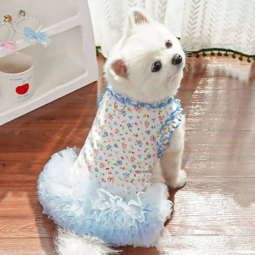 Fashion Cute Puppy Floral Vest Soft Breathable Cat Cake Skirt Thin Design Pet Summer Clothes For Dogs and Cats H260130