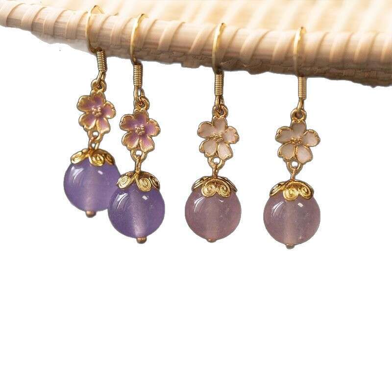 Misty Rain Jiangnan Purple New National Accessories for Women Water Drop Vintage Ear Clips Chinese Style Non-Pierced Earrings