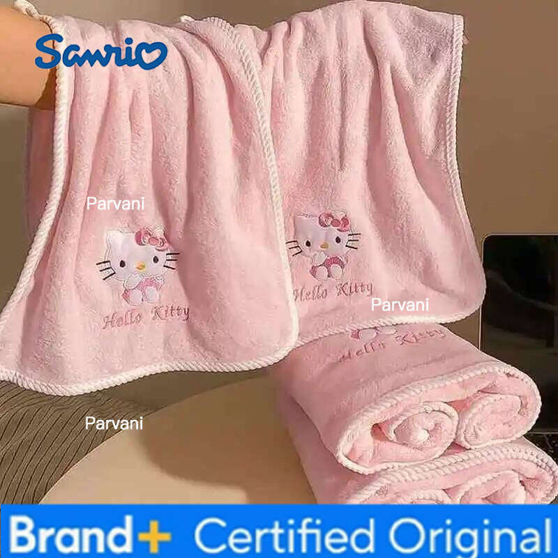 Sanrio Cartoon Hello Kitty Facial Wash Towel Dry Hair Cap Suitable Women Can Wrapped Adult Bath Towels Student Dormitory Bathroom Set H260130